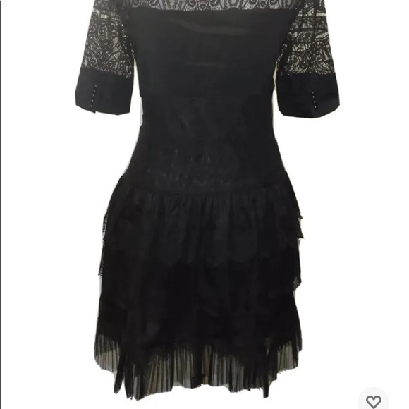 Esprit Women’s Lace Fit Flare Tiered Ruffle Dress Black Cotton Sz EU 38 - Picture 4 of 14